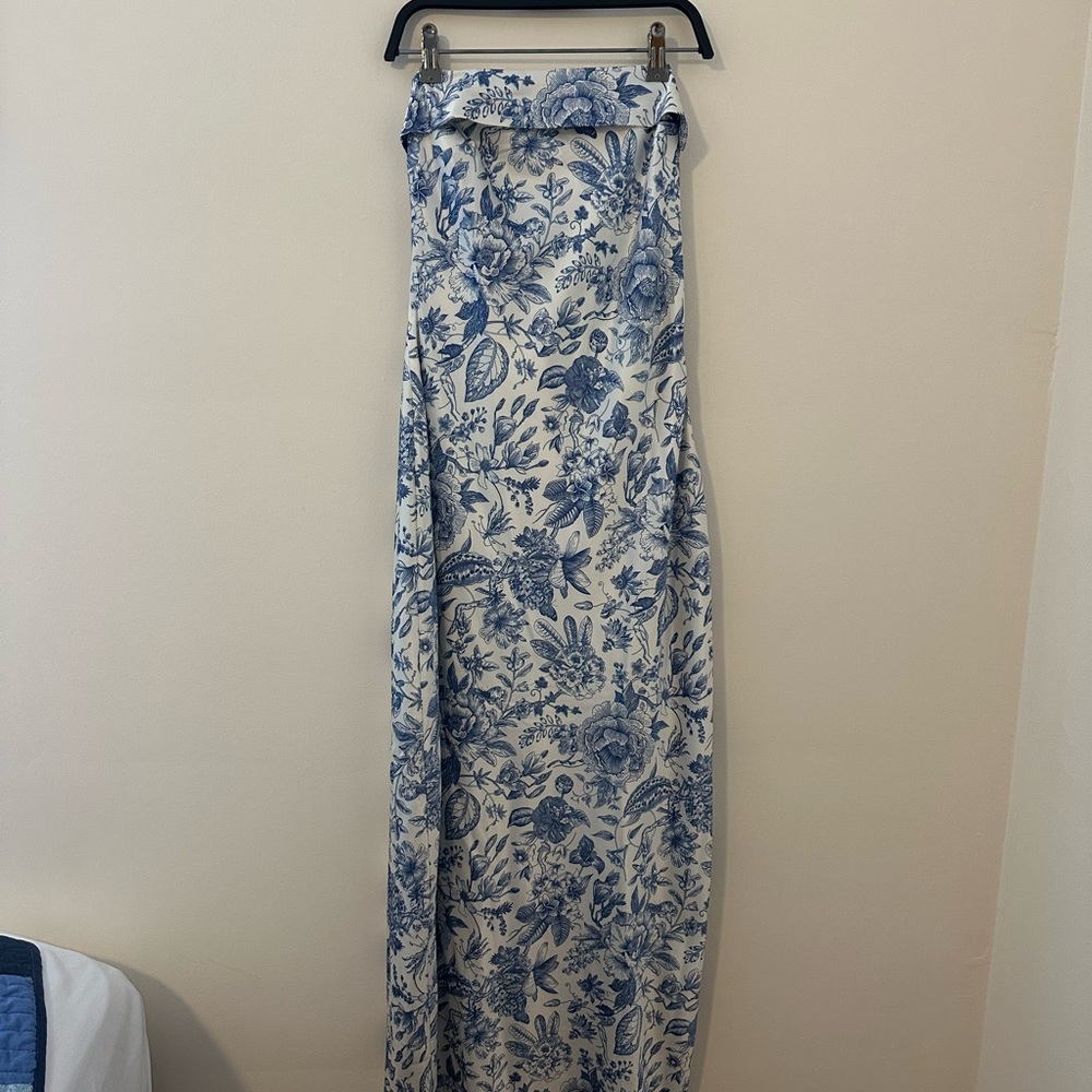 Floral Blue and White Maxi Dress